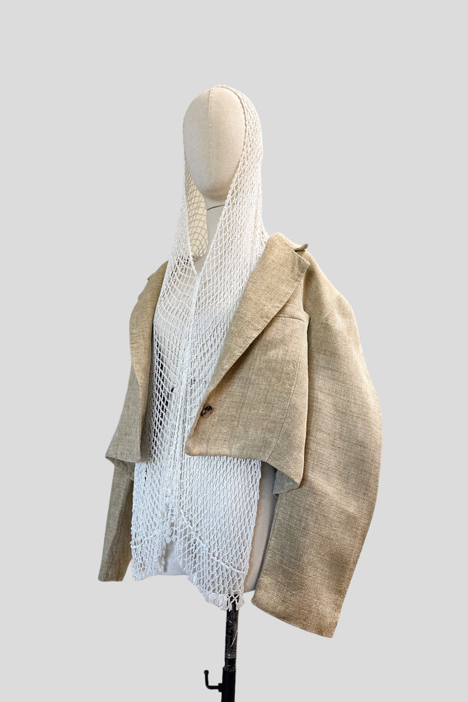 1980's oatmeal linen sculptural blazer